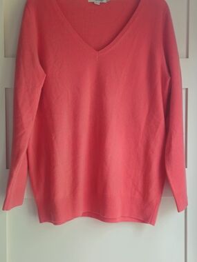 Boden Coral V‑Neck 100% Cashmere Women's Sweater Sz 12